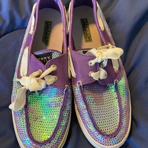 Sperry Purple Sequin Boat Shoes